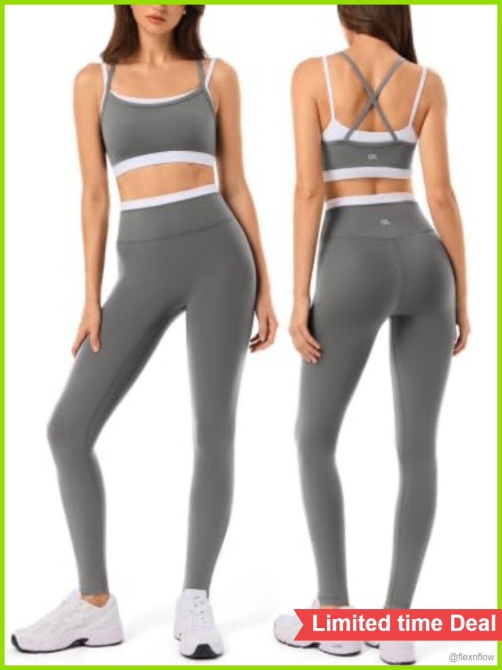Womens Workout Set Nylon Spandex Tank Top Leggings Activewear